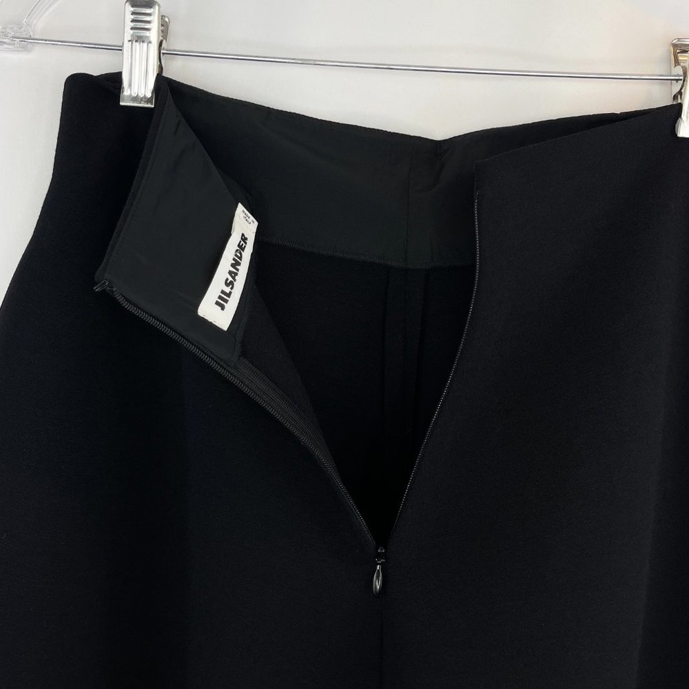 SOLD: Jil Sander Black A-Line High Waisted Wool Blend Skirt - Picture 9 of 10